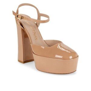 STUART WEITZMAN Skyhi beige Patent Leather Platform Pumps Heels size 8